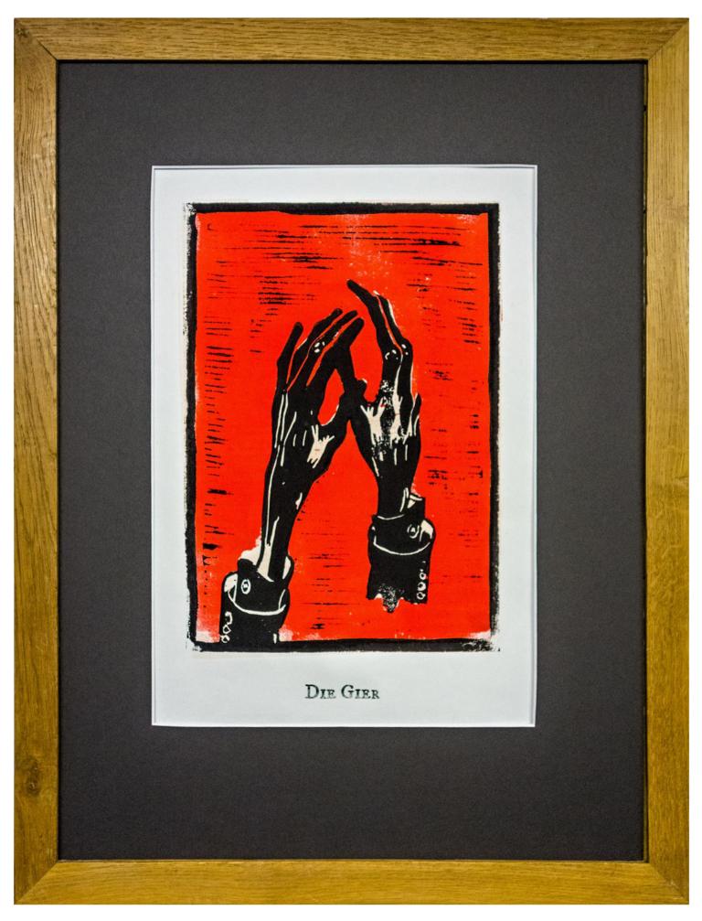 Todsünden<br><small>Die Gier (Linolschnitt)</small>