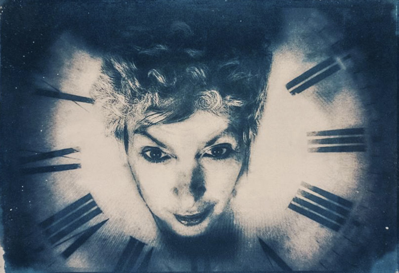 I'm late, i'm late<br><small>cyanotype</small>