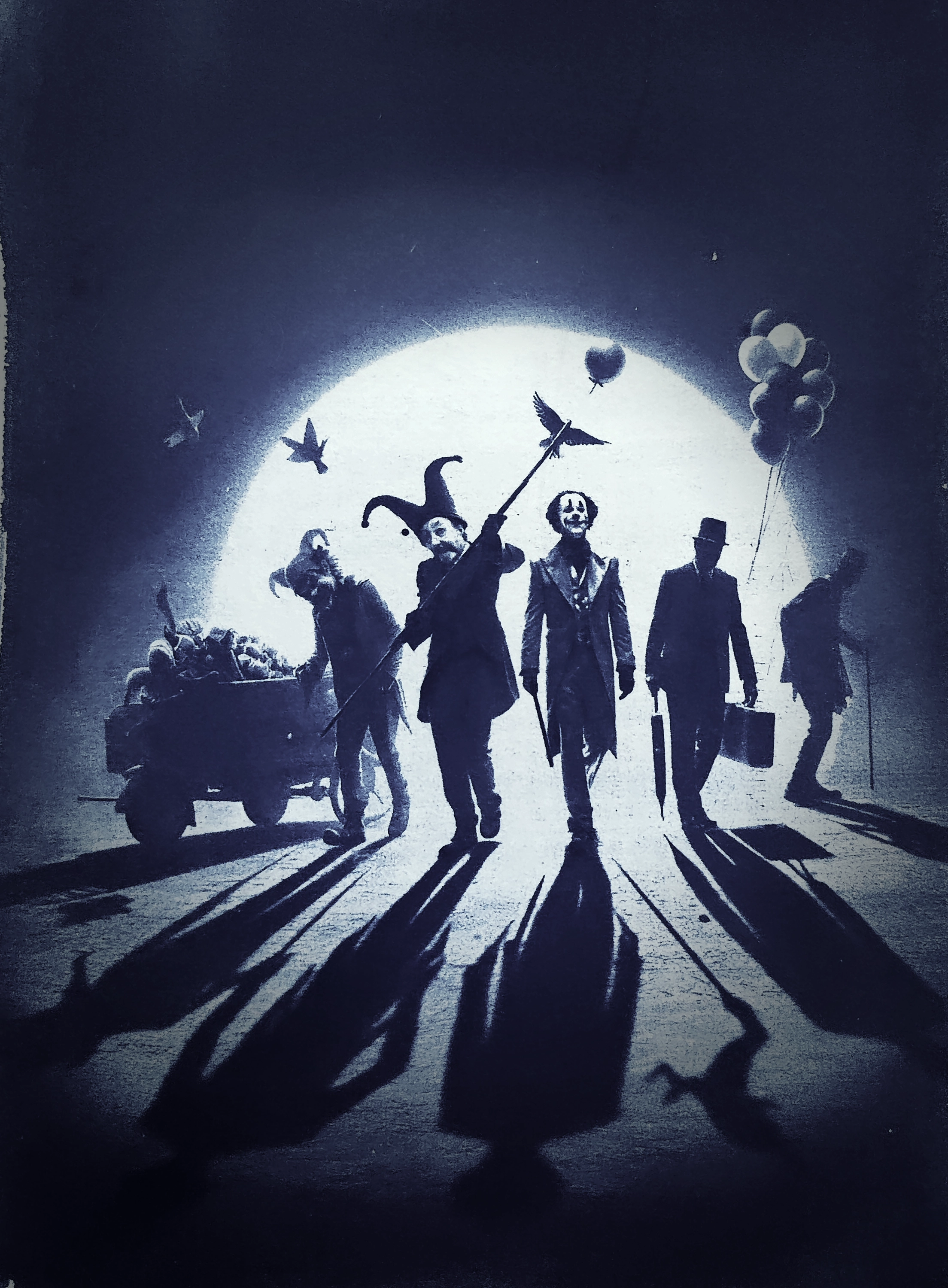 <br>Einzug der Narren<br><small>Cyanotypie, getönt</small>